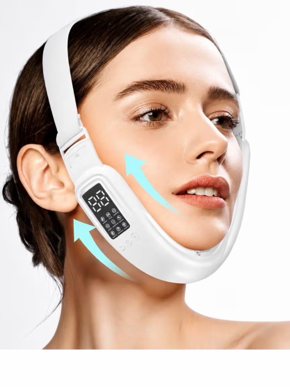 White V-Shaped Facial Lifting Strap with Digital Control